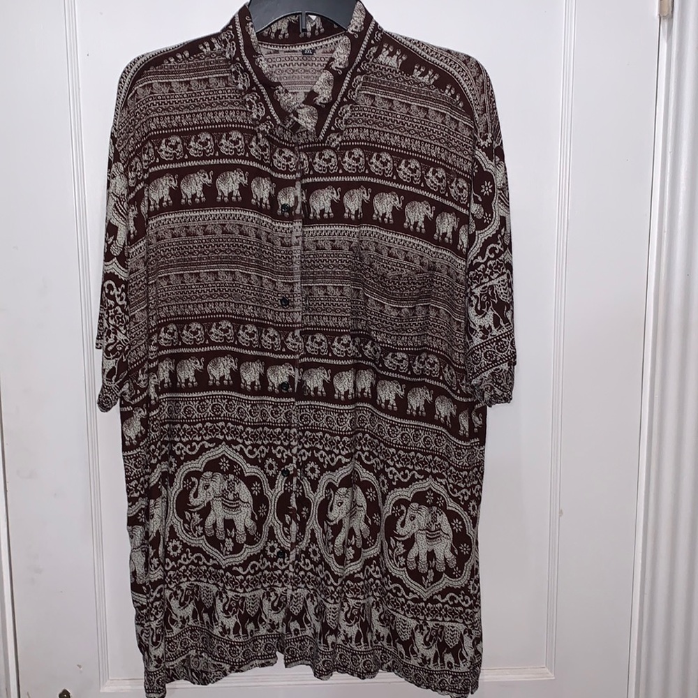 Silky Elephant print shirt 3xl